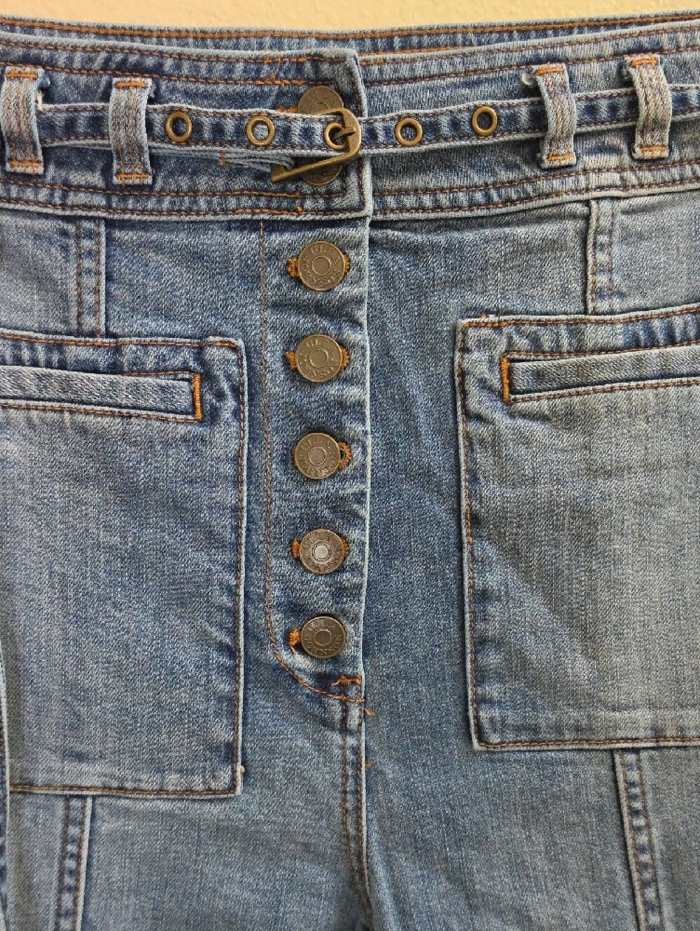 Ulla Johnson Light Blue High-Rise Wide Leg Button-Front Jeans - Picture 5 of 9